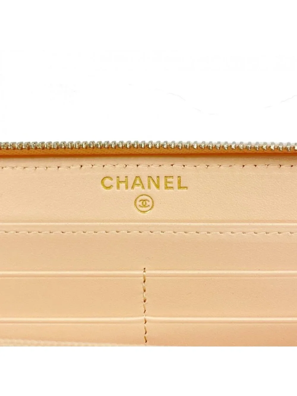 Chanel Wallet Quilted Caviar Leather Beige Champagne Gold